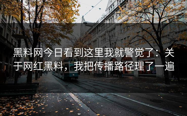 黑料网今日看到这里我就警觉了：关于网红黑料，我把传播路径理了一遍