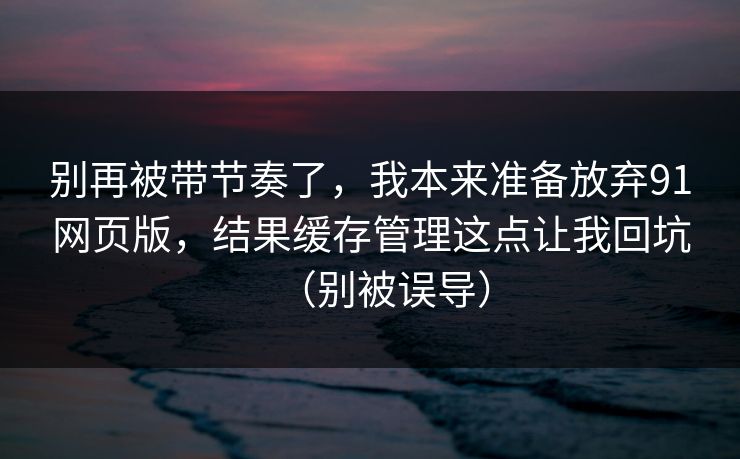 别再被带节奏了，我本来准备放弃91网页版，结果缓存管理这点让我回坑（别被误导）