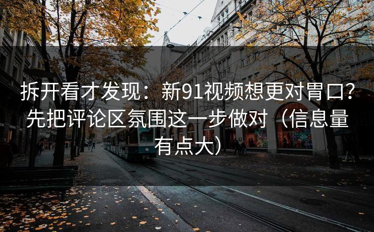 拆开看才发现：新91视频想更对胃口？先把评论区氛围这一步做对（信息量有点大）